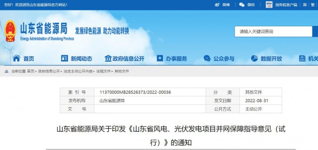 山東：將儲能配比作為風光項目并網最優先條件，分布式光伏直接保障并網！